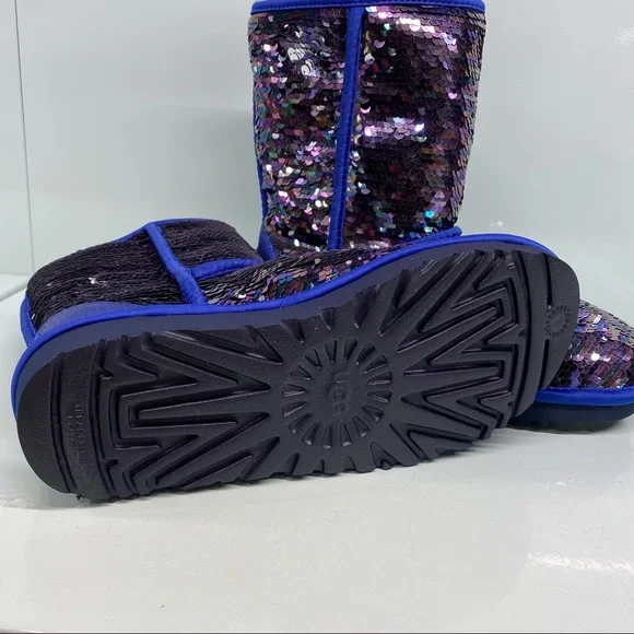 UGG |  Classic Short Sequin Navy Tonal Boots NEW In Box - Picture 8 of 8
